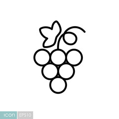 Bunch of grapes with leaf vector icon