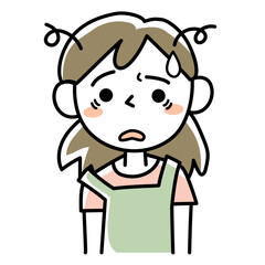 疲れているエプロンを付けた若い女性の上半身