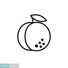Peach isolated design vector icon. Fruit sign