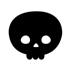 Vector hand drawn flat kawaii skull silhouette isolated on white background