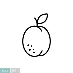 Apricot isolated design vector icon. Fruit sign