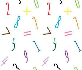 Vector seamless pattern of hand drawn sketch doodle numbers isolated on white background