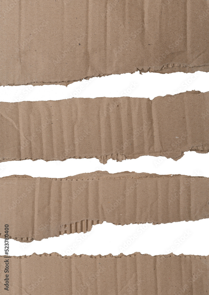 Aufkleber torn kraft paper set isolated on white background, clipping paths for design work empty free space m