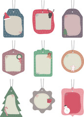 Christmas gift tags set decorative elements