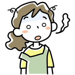 魂が抜けたようになっている若い女性の上半身
