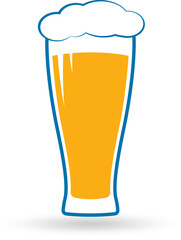 Beer glass, pint icon. Alcohol drink with foam. Vector illustration.