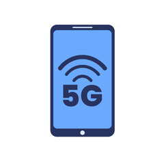 5G smartphone. High-speed wifi, wireless network. Symbol of mobile internet technology. Vector illustration.