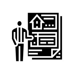 subcontractor bids interior design glyph icon vector illustration