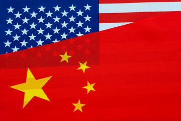 American and Chinese national flags together