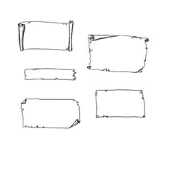 A set of vintage frames, banners, plates for album design. Isolated on white. Liner illustration.