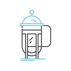 french press line icon, outline symbol, vector illustration, concept sign