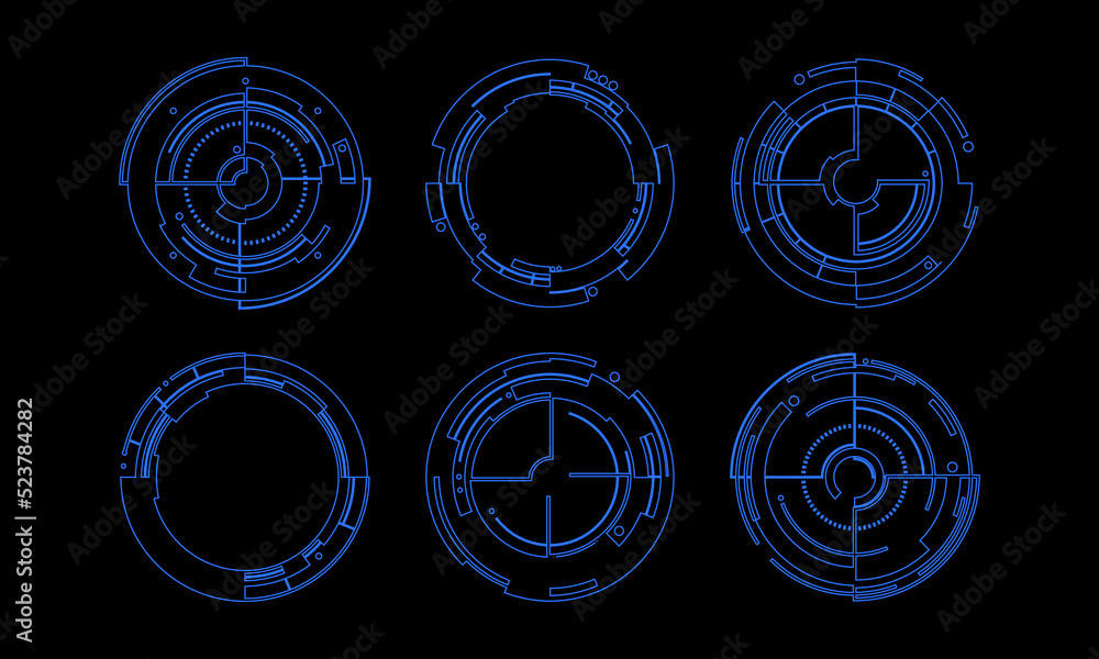 Aufkleber high technology hud user interface. sci-fi futuristic display with detail for modern monitor screen 