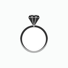 Diamond Ring Icon. Jewelry Symbol - Vector.