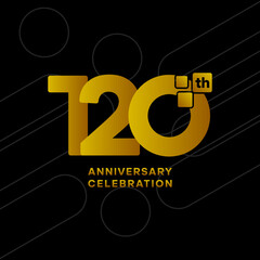 120th anniversary celebration logotype. Golden anniversary celebration template design, Vector illustrations.
