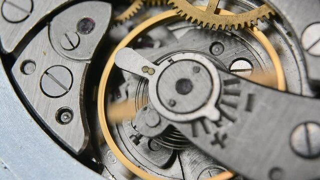 Clockwork. Macro shot of clock mechanism. Clock. Gears. Artistic blur