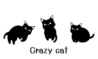 Black cat cartoons isolated on white background vector.