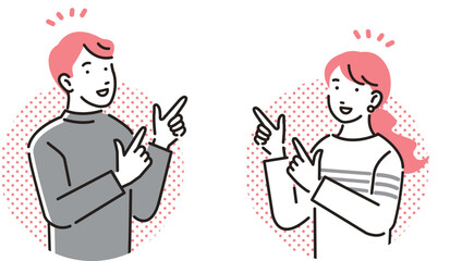 指をさす夫婦アイコンセット