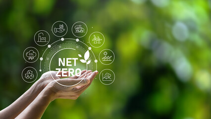 The concept of carbon neutral and net zero. natural environment A climate-neutral long-term...