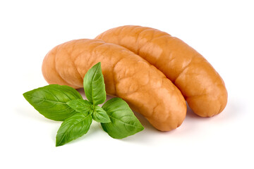 Boiled pork sausages, Isolated on white background.