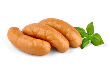 Boiled pork sausages, Isolated on white background.