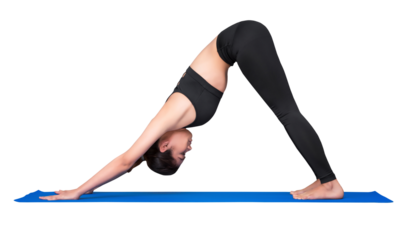 Healthy woman exercising yoga isolate on white background
