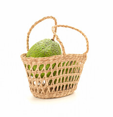 Fototapeta na wymiar A basket of avocados on a white background