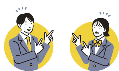 コピースペースと指をさす高校生