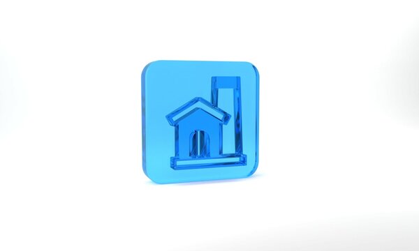 Blue Smithy workshop interior icon isolated on grey background. Glass square button. 3d illustration 3D render