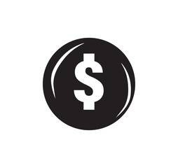 Dollar symbol in the circle, black dollar flat symbol.