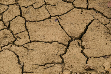 Dry soil surface with deep cracked background. Cracks in the ground in the dry season. Global warming and Drought concepts.