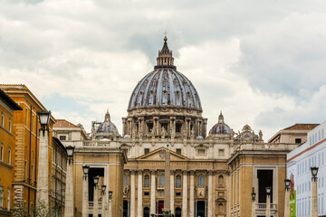 Fototapeta na wymiar Dome of the San Peter Basilica at Vatican, Rome, Italy