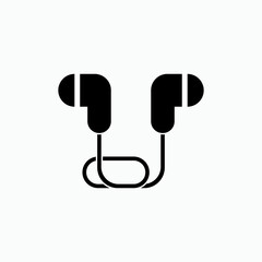 Earphone Icon. Hearing Equipment Symbol - Vector.  