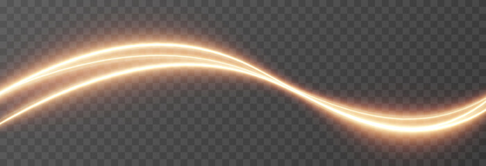 Vector glowing lines of light on an isolated transparent background. Luminous wavy lines, light trail png. Light speed effect. Neon, glowing spiral png. © Vitaliy