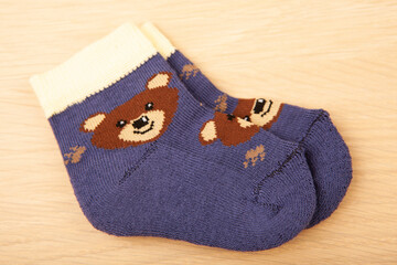 image of socks wooden desk background