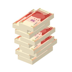 Peruvian New Sol Vector Illustration. Peru money set bundle banknotes. Paper money 50 PEN. Flat style. Isolated on white background. Simple minimal design.