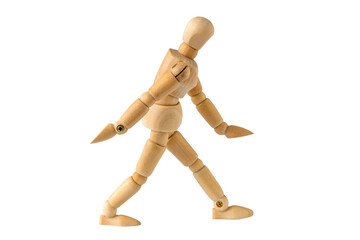 Wooden man figure in walk action