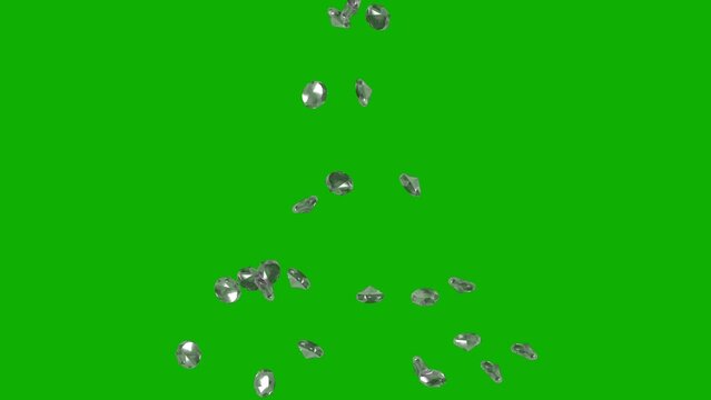 Falling diamonds on the ground motion graphics with green screen background