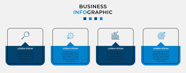 Vector Infographic design business template with icons and 4 options or steps. Can be used for process diagram, presentations, workflow layout, banner, flow chart, info graph