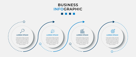 Vector Infographic design business template with icons and 4 options or steps. Can be used for process diagram, presentations, workflow layout, banner, flow chart, info graph