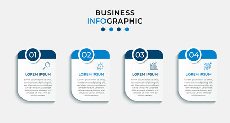 Fototapeta na wymiar Vector Infographic design business template with icons and 4 options or steps. Can be used for process diagram, presentations, workflow layout, banner, flow chart, info graph