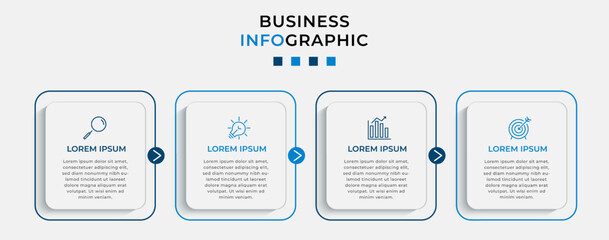 Vector Infographic design business template with icons and 4 options or steps. Can be used for process diagram, presentations, workflow layout, banner, flow chart, info graph