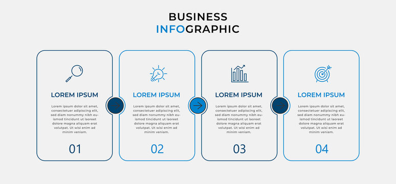 Vector Infographic design business template with icons and 4 options or steps. Can be used for process diagram, presentations, workflow layout, banner, flow chart, info graph
