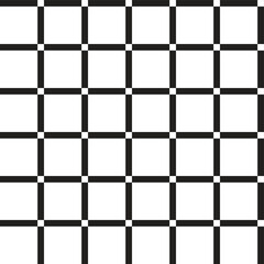 Black and White BW Scott Plaid Tartan Checkered Stripe Line Overlap Intersect Gingham Seamless Pattern Cartoon Vector Illustration Print Background Fashion Fabric Picnic