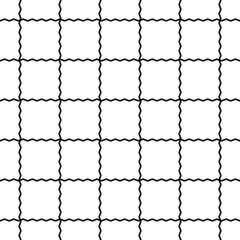 Black and White Cute Zigzag Line Stripe Striped Geometry Mesh Plaid Checkered Scott Tartan Gingham Cartoon Vector Seamless Pattern Print Background