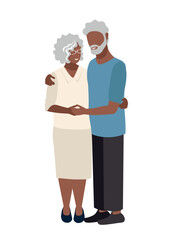 Loving elderly couple embrace each other. Grandparents Day. Vector illustration in a flat style on a white background.