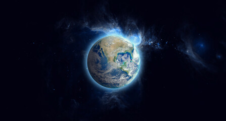 Fototapeta na wymiar Planet Earth on space background. Elements of this image furnished by NASA.