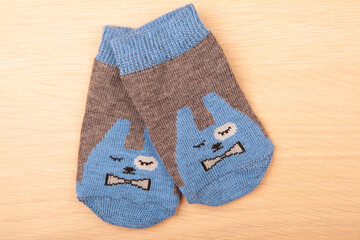 image of socks wooden desk background
