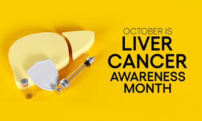 Liver Cancer awareness month is observed every year in October, cancer can sometimes start in liver or spread from another organ. 3D Rendering