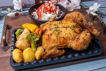 Roast Chicken and Grilled Vegetables