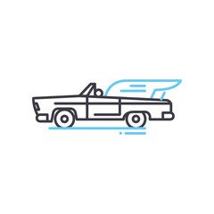 hip hop car line icon, outline symbol, vector illustration, concept sign